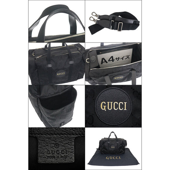 Gucci Boston Bag Black GG Nylon Duffel Logo Patch Crossbody - Picture 3 of 3